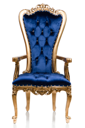 Sea King Arm Chair Throne (Blue/Gold Velvet)