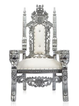 Gothic "Cinderella" Kids Lion Head Throne (Silver/White)